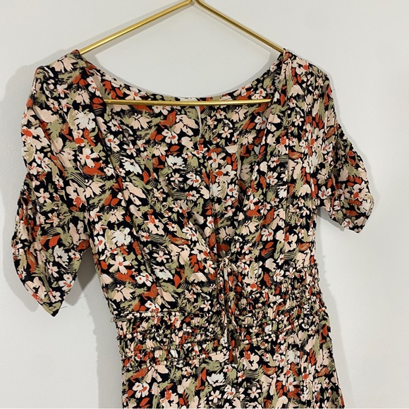 Free People 4 Black Floral Mini Dress Smocked Forget Me Not - Picture 8 of 15